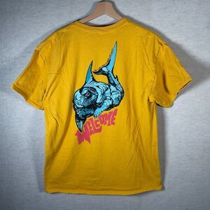 Welcome Skateboards Shark Graphic T Shirt Mens Large Yellow Streetwear Tee